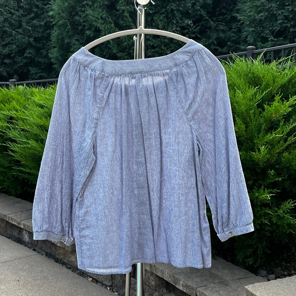 J. Jill Light Blue Button-Front Blouse - Picture 2 of 3